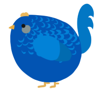 A ultramarine and sapphire chicken with a half-lace pattern
