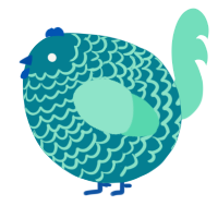 A sea and mint chicken with a lace pattern