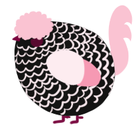 A black and rose chicken with a lace pattern
