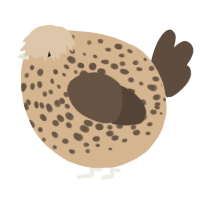 A beige and bark chicken with a speckle pattern