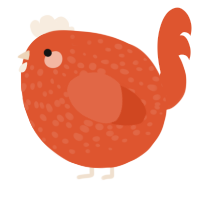 A vermilion chicken with a speckle pattern