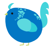 A sapphire and aqua chicken with a neck-speckle pattern