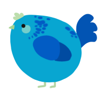 A cerulean and ultramarine chicken with a neck-speckle pattern