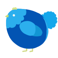 A ultramarine and sky chicken with a head pattern
