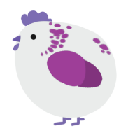 A silver and plum chicken with a neck-speckle pattern
