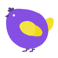 A blurple and yellow chicken
