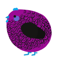 A plum and black chicken with a double-lace pattern