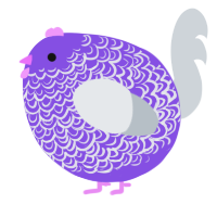 A blurple and mist chicken with a double-lace pattern