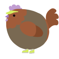 A grey and russet chicken with a head pattern