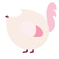 A cream and rose chicken with a lace pattern