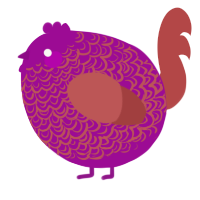 A plum and red chicken with a double-lace pattern