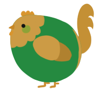 A viridian and gold chicken with a head pattern