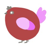 A red and lavender chicken