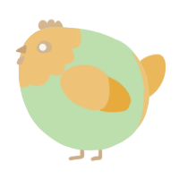 A gluppy and honey chicken with a head pattern