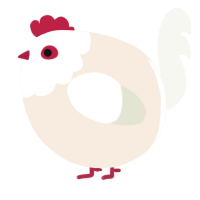 A cream and white chicken with a head pattern