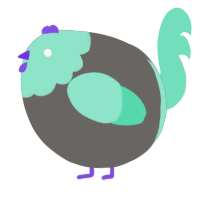 A grey and mint chicken with a head pattern