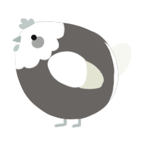 A grey and white chicken with a head pattern