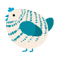A cream and sea chicken with a bar pattern