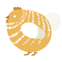 A honey and white chicken with a bar pattern