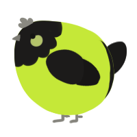 A lime and sable chicken with a head pattern