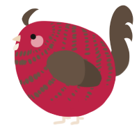 A crimson and bark chicken with a bar pattern