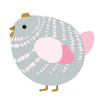 A silver and rose chicken with a bar pattern