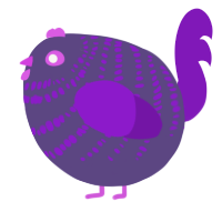 A overcast and violet chicken with a bar pattern