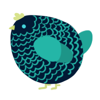 A tumblr and turquoise chicken with a lace pattern