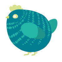A sea and turquoise chicken with a bar pattern