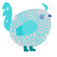 A mist and aqua chicken with a lace pattern