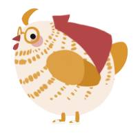A cream and orange chicken with a bar pattern