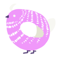 A lavender and white chicken with a bar pattern