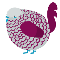 A silver and wine chicken with a lace pattern