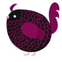 A black and wine chicken with a lace pattern