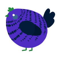 A indigo and tumblr chicken with a bar pattern