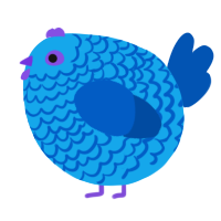 A sky and ultramarine chicken with a lace pattern