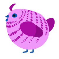A lavender and plum chicken with a bar pattern