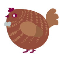 A russet and brown chicken with a bar pattern