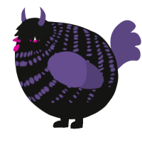 A black and overcast chicken with a bar pattern