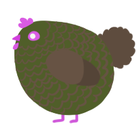 A olive and bark chicken with a lace pattern