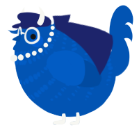 A ultramarine chicken with a bar pattern