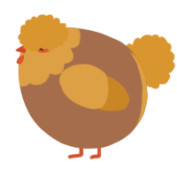 A brown and orange chicken with a head pattern