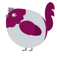A mist and wine chicken with a head pattern