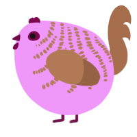 A lavender and brown chicken with a half-bar pattern