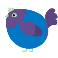 A sapphire and overcast chicken with a head pattern