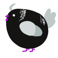 A black and silver chicken with a neck-band pattern