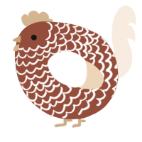A russet and cream chicken with a lace pattern