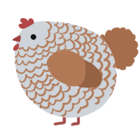 A mist and brown chicken with a lace pattern