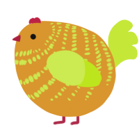 A orange and lime chicken with a bar pattern