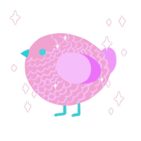 A pink and lavender chicken with a lace pattern